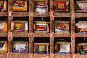 Indien Ladakh Matho Kloster Schriftrollen